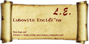 Lubovits Enciána névjegykártya